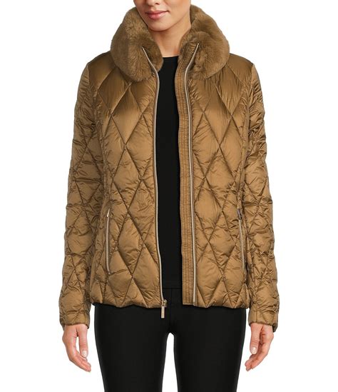 michael michael kors faux fur tim quilted down jacket color|Faux Fur Trim Quilted Nylon Packable Puffer Jacket .